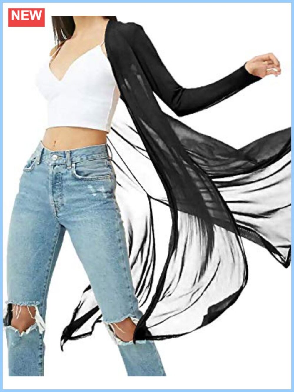 Womens Sheer Mesh Long Sleeve Cardigan Open Front Cover Up